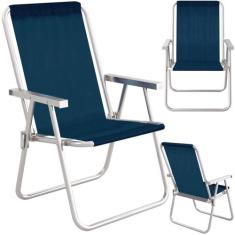 Cadeira De Praia Aluminio Mor Alta Conforto Sannet Azul