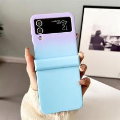 Capa de telefone dobrável gradiente para Samsung Galaxy Z Flip 3 4 5 Silicone macio à prova de choque capa traseira de proteção total, roxo azul, para Samsung Z Flip 5