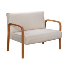 Namoradeira Anita Sofá 2 Lugares Moderna Braço Madeira Linho Bege 140