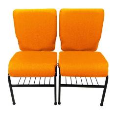 02 Cadeiras Para Igrejas C/ Porta Biblía E Porta Cálice Laranja