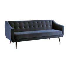 Sofá Cama Sala de Estar Pés Palito Cuddle Veludo Azul Marinho G17 - Gran Belo