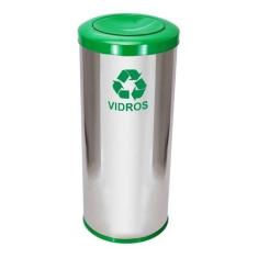 Lixeira Em Aço Inox Com Tampa Meia Esfera 50 Litros - Jsn