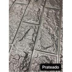 6 Painel Adesivo 3d Alto Relevo Revestimento 70x77cm Prata - oem