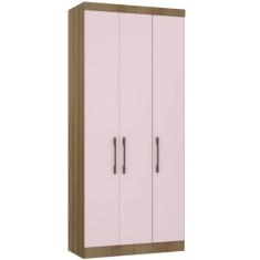Guarda Roupa Modulado 101,50cm 3 Portas Paris Avelã/Rosa - LUCIANE MÓV
