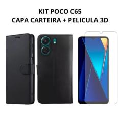 Capa Carteira + Película 3D Para Xiaomi Poco C65 / Redmi 13C - Db