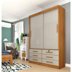 Guarda Roupa 2 Portas 6 Gavetas Chicago - Tcil Móveis - Cinamomo/off White