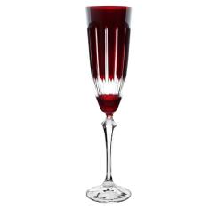 Taca para champanhe Elizabeth lapidada em cristal ecologico 190ml A25cm cor vermelha-VERMELHO - Bohemia- Full Fit