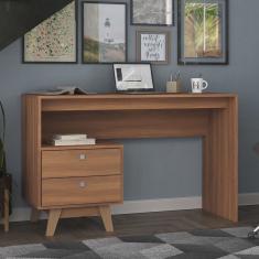 Mesa Escrivaninha Doha 2 Gavetas 120 Cm Nogal Espresso
