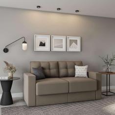 Sofá 3 Lugares Retrátil Dresden Suede Bege 180 cm