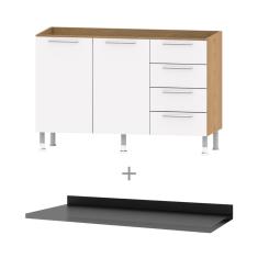 Balcão de Cozinha Ditália Aspen 2pt4gv c/ Tampo cv/br CD-104