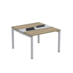 Mesa Plataforma Dupla Com Pé De Aço Para Coworking 110x120 Pdc11-12-2p Noce Naturalle-cinza