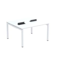 Mesa Plataforma Dupla Com Pé De Aço Para Coworking 120x120 Pdc12-12-2p Branco