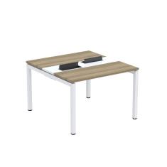Mesa Plataforma Dupla Com Pé De Aço Para Coworking 110x120 Pdc11-12-2p Noce Naturalle-branco