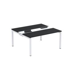 Mesa Plataforma Dupla Com Pé De Aço Para Coworking 150x140-2p Pdc15-14-2p Preto-branco