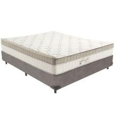 Cama Box Cinza E Colchão King Best Molas Ensacadas Casal 138x188x33 Anjos
