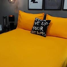 Lençol Com Elástico Casal King 4 Un Amarelo Almofada Decor - Casa Da F