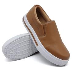 Slip On Tênis Liso Básico Moda Casual Feminino com Elástico Sola Leve 