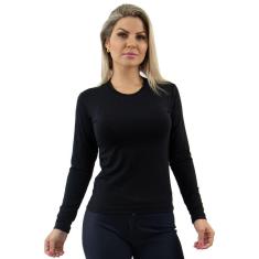 Baby Look feminina viscocrepe manga longa-Feminino