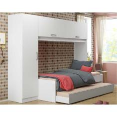 Guarda-Roupa/Roupeiro Multimóveis c/Bicama para colchão 190cmx90cm Branco REF.2691