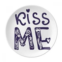 Kiss Me Linda citação feita à mão, Prato Decorativo de Porcelana Salver Prato de Jantar