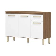 Balcão De Cozinha Gabinete Pia 120cm 3 Portas e 1 Gaveta Cr20239 Amêndola-branco