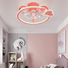 Ventilador de teto rosa para quarto com escurecimento contínuo, ventiladores de teto inteligentes com luzes e controle remoto/APP, lâmpadas de teto com ventilador silencioso, iluminação com