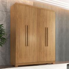 Guarda Roupa Solteiro 4 Portas 3 Gavetas com Pés Amsterdã Rufato Imbuia