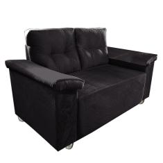 Namoradeira Yasmim dois lugares Com Braço Almofadado Preto