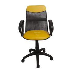 Cadeira  diretor tela giratória com faixa - mecanismo relax -  braço fixo corano amarelo