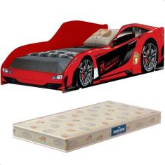 Cama Infantil com Colchão Carro Vermelho - Loja Tigo