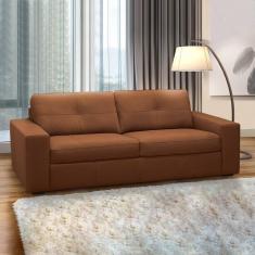 Sofá Decorativo Mendes 2 Lugares Sala De Estar 150cm Pés Em Madeira Couro Conhaque G88 - Gran Belo