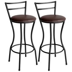 Conjunto De 2 Banquetas Alta Home De Aço De Carbono Marrom
