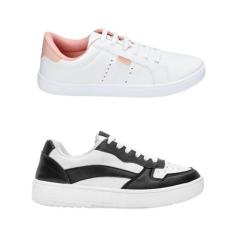 Kit 2 Pares Tênis Feminino Casual Básico Cadarço Modernos - Mendii, Pr