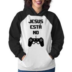 Moletom Feminino Jesus está no controle - Foca na Moda, Branco, Preto,