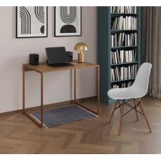 Mesa Escrivaninha Industrial Tampo de Madeira 90x53cm Ferro Cobre - Im