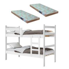 Beliche Porto Gabrielli 100% MDF Com Escada Branco Vira 2 Camas Solteiro + 2 Colchão Solteiro