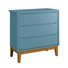 Cômoda Gaveteiro Infantil New Classic Azul com Pés Madeira  Reller