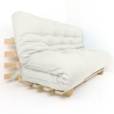 Sofa Cama Futon Oriental King Branco Off Acquablock Madeira Maciça Pinus Natural Sem Pintura