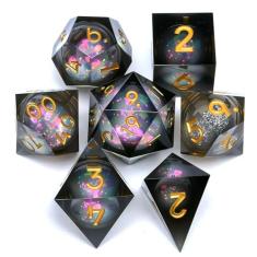 Liquid Core Quicksand Resin DND Dice, Sharp Edge Dungeons and Dragons Polyhedron Game Dice Set for Role Playing Games RPG Explorer Magic, Holiday Birthday Gifts Party Favors