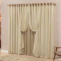 Cortina Monte Real 4,00M X 2,70M Tecido Blackout Voal Trabalhado Xadre