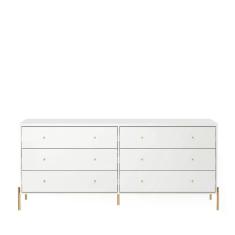 Cômoda 6 Gavetas Jasper 182 cm - Branco c/ Dourado
