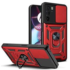 SORAKA Capa para Motorola Moto Edge 30 Pro com suporte para anel e tampa deslizante da câmera Capa Moto Edge 30 Pro com placa de metal para suporte magnético para carro Capa robusta de PC+TPU