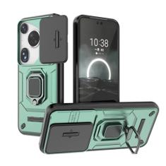 SORAKA Capa para Huawei Pura 70 Ultra com suporte para anel e tampa deslizante para câmera Capa Huawei Pura 70 Ultra com placa de metal para suporte magnético Capa de camada dupla em PC e TPU