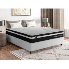 Conjunto Cama Box c/ Molas Ensacadas Durham Preto Casal 138x188x60 - K