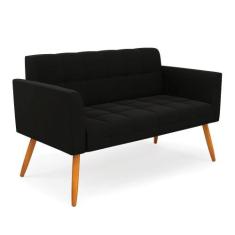 Sofá Namoradeira Elisa Suede Pés Palito Castanho D03 - D'Rossi, Preto