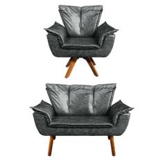 Sofá Namoradeira e Poltrona Giratória MM30 Opala Corano D03 - D'Rossi 