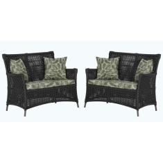 2 Sofás Área Externa Igapó Alumínio Pintura Marrom Corda Náutica Estof