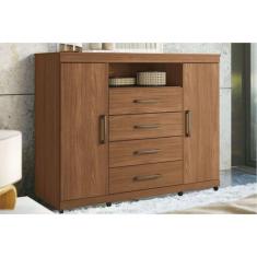 Cômoda de Quarto Master c/ 2 Portas 1 Nicho e 4 Gavetas Jatoba - Santo