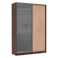Guarda Roupa 2 Portas de Correr Alumínio Inox com Vidro Reflecta Prata 159 cm Prime Luciane Móveis