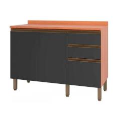 Balcão Macadâmia 120cm com Tampo 2 Portas 3 Gavetas 914103 Telasul